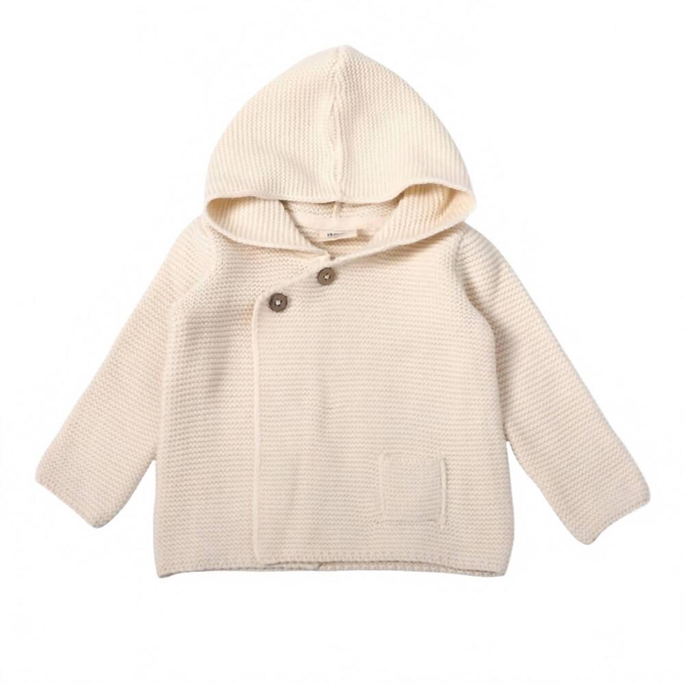 NEW VIVERANO ORGANICS kid's milan pastel hooded sweater jacket in cream